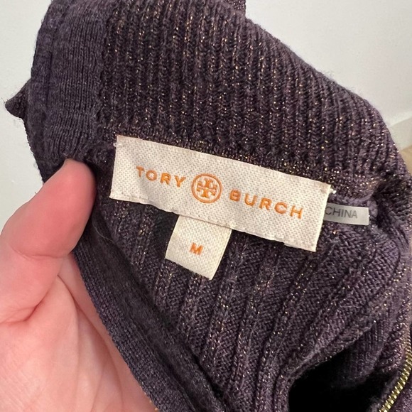 TORY BURCH Lindley Shimmer Sparkle Wool Blend Turtleneck Sweater M - Picture 10 of 11